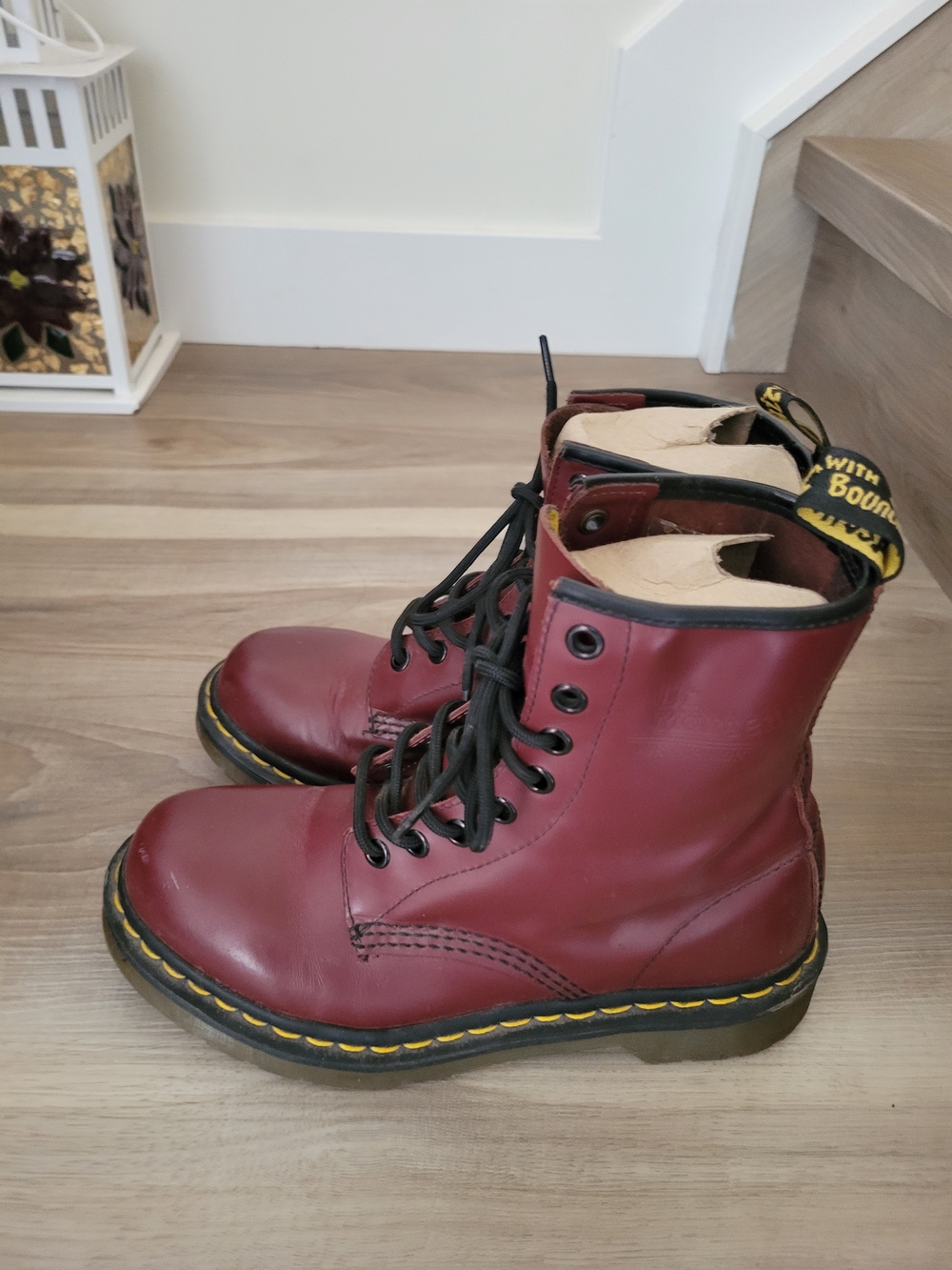 Doc Martens Burgundy Leather Boots Size 6